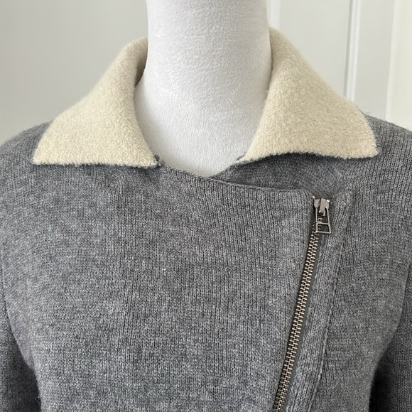 Anthropologie Moto Sweater Jacket Gray Full Zip - small - Picture 2 of 6